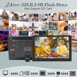 KECAG 10.1 Inch Digital Picture Frame with Free 32GB USB Flash Drive, 1920x1080 HD IPS Screen Digital Photo Frame, Motion Sensor, Video, Music, Share Moments via SD Card or USB, with Remote Control
