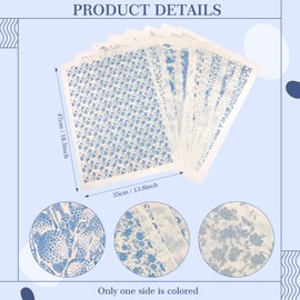 Tatuo 8 Pcs Flower Ceramic Clay Transfer Paper Ceramic Decal Traditional Chinese Porcelain Glaze Underglaze Transfers for Pottery Art DIY Underglazed Sticker for Overglaze Enamel Waterslide Decal