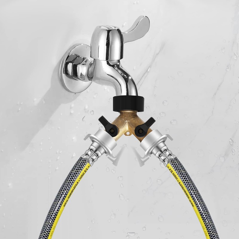 Mdlufee 3/4 inch Tap Y Splitter, Brass Manifold Two Way