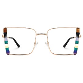 VOOGLAM Oversized Multicolor Square Clear Lens Glasses for Women Fashion Fake Glasses Frame Non Prescription Eyeglasses