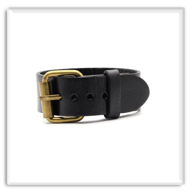 Xusamss Punk Rock Belt Buckle Wristband Adjustable Leather Cuff Bracelet(Black)