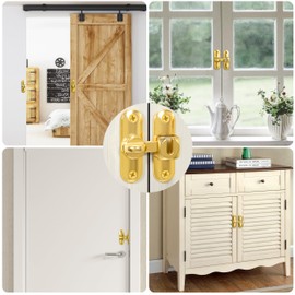 Heveer Sliding Door Lock Door Bolt for Sliding Doors 90/180 Degree Deadbolt Lock for Barn Sliding Door Garden Kitchen Window Gold