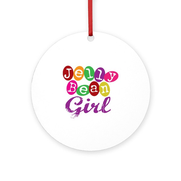 CafePress Jelly Bean Girl Round 4" MDF Holiday Ornament