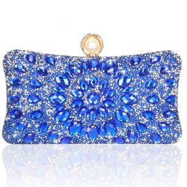 Beaguful - Bolsas de noche para mujer, con diamantes de imitación brillantes, Azul Real