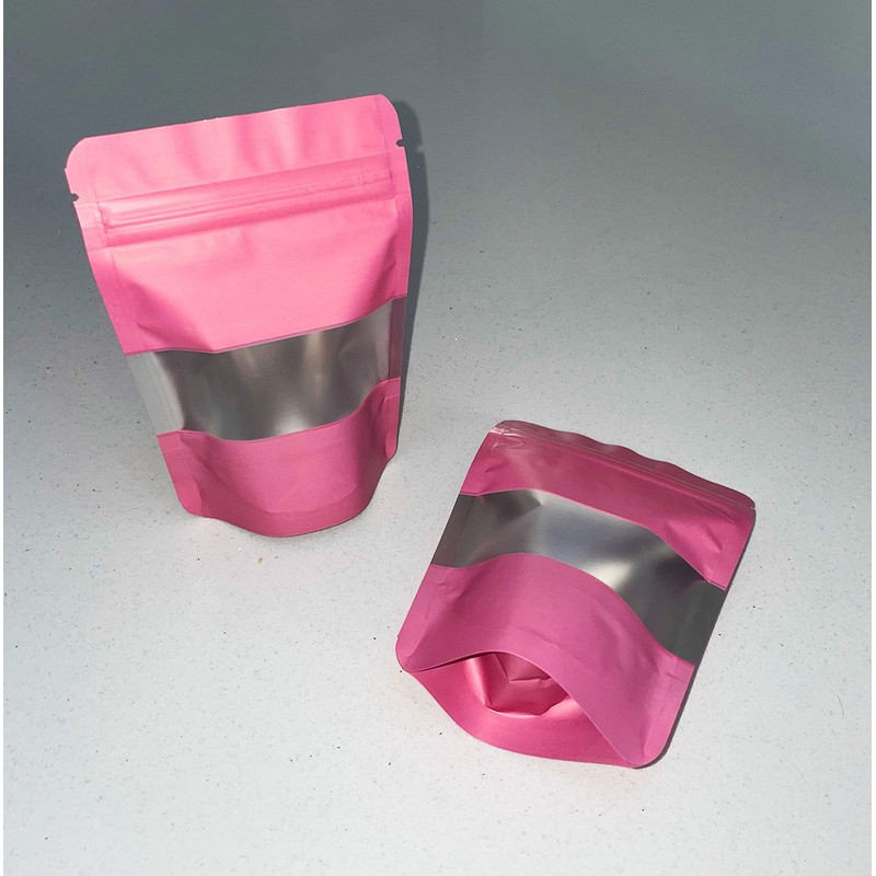 Pink Mylar Bags 3.5g Smell Proof Packaging x100