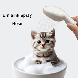 16.4FT Sink Spray Hose,Portable Sink Hose Faucet Sprayer, Shampoo Sprayer Handheld Hose Faucet Shower Head Spray for Bathing Baby,Pets,Washing Hair,Rinsing Vegetables