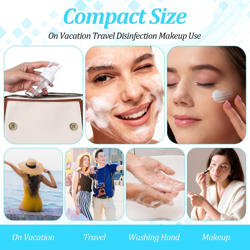 50Pcs Foam Pump Bottle 1oz Refillable Dispenser Bulk Travel Size