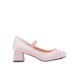 CIDER Bow Decor Satin Heeled Mary Jane Shoes: Pink, 36