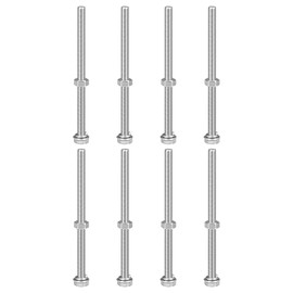 sourcing map M8 x 130mm Hex Head Screws Bolts, Nuts, Flat & Lock Washers Kits, 304 Stainless Steel Fully Thread Hexagon Bolts 8 Sets