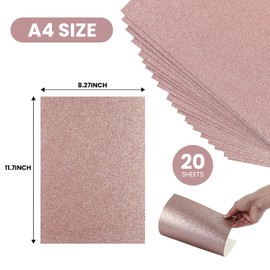 20 Sheets A4 Rose Gold Glitter Cardstock Paper, Thick Glitter Craft Paper 250gsm Sparkle Cardstock for Scrapbook DIY Art Project Greeting Cards Wedding Birthday Party Decoration (Rose Gold)