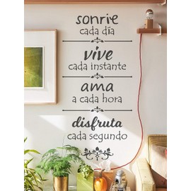 Diseño Mexico - Pegatina de Pared SONRIE VIVE AMA Vinilos Decorativos Adhesivos Pared Habitación Sala Oficina Calcomanías de Pared Decoración de Pared