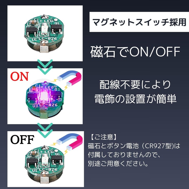 CHASO 4pcs Small LED Light Magnetic Switch Wireless Plastic Model