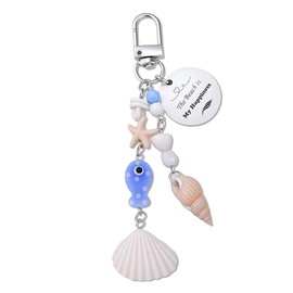 Beach Lover Gifts for Women Ocean Keychain Accessories for Wife Mom Daughter Girlfriend Beach Themed Gifts for Women Friends Sister Shell Starfish Keychains for Bag Purse Backpack Handbags Charm