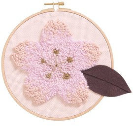 Punch Needle Pack Cherry Blossom Leaf Brown Picture Diameter 21.5 cm