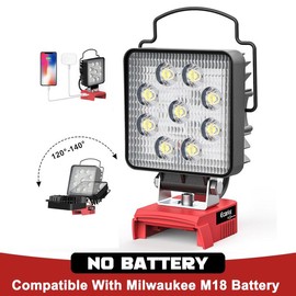 LED Work Light for Milwaukee M18 Li-ion Battery, Battery NOT Included, 27W 2700 Lumens LED Flood Light with Low Voltage Protection & USB & Type-C Charging Port:_Red