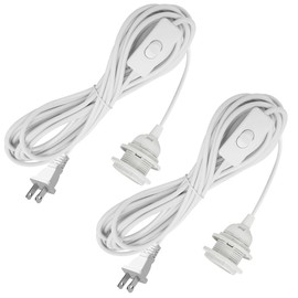 Jimosoon 20Ft Pendant Light Cord, White Plug in Hanging Lamp Kit E26 E27 Corded Light Socket with On/Off Switch, Socket Rings, UL Approval Extension Lantern Cable, 2 Pack