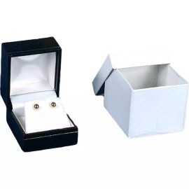 FindingKing 12 Earring Boxes Black Faux Leather Jewelry Display Box