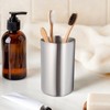 Veemoon Lightweight Stainless Steel Toothbrush Cup, Silver Metal Water Cup
