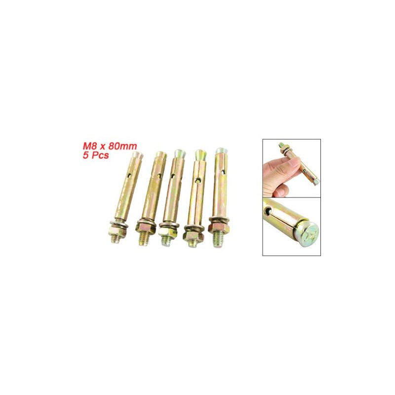 sourcingmap 5 Pcs M8 x 80mm Hex Nut Expansion Bolt