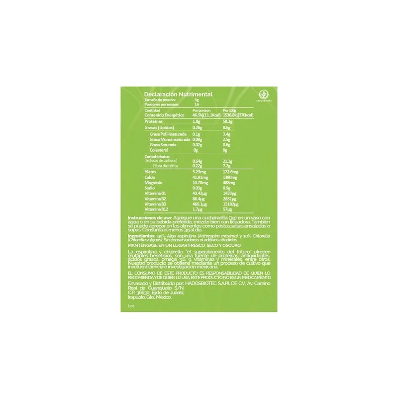 Alga Espirulina+chlorella En Polvo 100 G 3 Pack