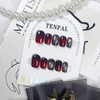 TENPAL Cat Eye Press on Nails Short Square Red Black