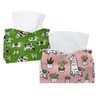 2 Pack Tissue Box Cover Holder, Cute Alpaca Rectangle Leather