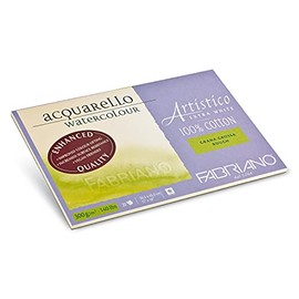 Fabriano Artistico Acquarello Extra White Rough Grain 31 x 41 cm 20 Sheets 300 GSM Artist Watercolour Card 4 Sided Pad