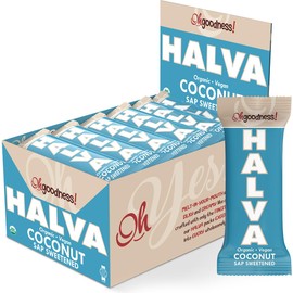 Oh Goodness! Organic Halva Bars - Paleo Approved - No Additives, Refined-Sugar, or Artificial Sweeteners - 40g Each - 16 Pack (Coconut Sap)