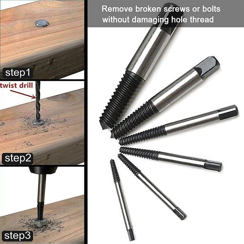 6-Piece Left Extractor Set, M3-M25, Screw Extractor Set, Professional Extractor