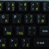 Dvorak Programmer Keyboard Labels Layout ON Transparent Background with Blue,
