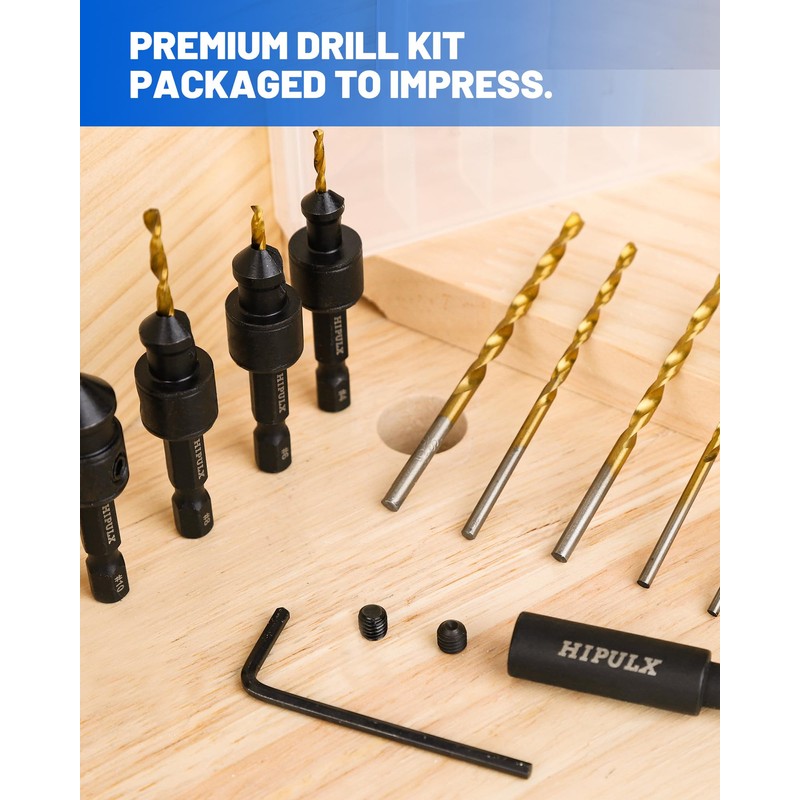 HIPULX Countersink Drill Bit Set for Wood - 14 PCS