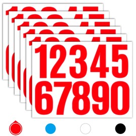 Seloom 6 Sheets 3 Inch Vinyl Mailbox Numbers Stickers Self Adhesive,Waterproof Address House Number Decals Stickers for Outside Mailbox,Signs,Window,Door,Cars,Trucks,Home,Business(Red)