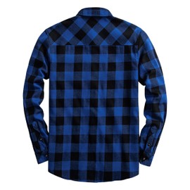 DELCARINO Mens Flannel Plaid Shirts Regual Fit Casual Long Sleeve Button Down Fleece Shirts Blue Medium