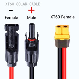 Solar to XT60 Charge Extension Cable 12AWG Compatible with Mc-4 to XT60 Adapter Cable for XT60 Input Port Portable Power Station (10FT)