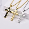 Rockyu Men's Necklace, Silver, Venetian Chain, Stylish, Cross Pendant, Birthday,