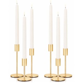 zeochyni - Juego de 6 portavelas cónicos de oro francés, portavelas para decoración de mesa o repisa, centro de mesa, boda, cena, fiesta, decoración del hogar