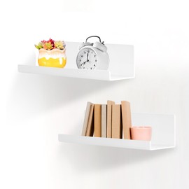 Gigtoop Wandregal Ohne Bohren Schweberegal,Regal Wand Acryl 2 Stück, für Bücher and Fotos, Home Decoration Wall Shelf für Küche, Bad, Büro, Wohnzimmer(32x10x8cm) (2, Weiß)