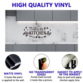 Family Quotes Wall Stickers for Kitchen: Inspirational Home Vinyl Art Wall Decals for Dining Room Living Room Pantry - Bless This Kitchen 23" X 9"