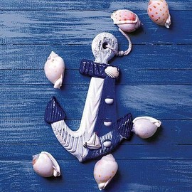 20 Napkins Shells on Anchor as Table Decoration for Maritime Occasions 33 x 33 cm