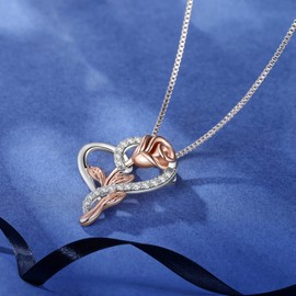 SNZM Necklaces for Women, 18K White Gold Plated Pendant Necklaces, Love Heart Crystals Charming Necklaces Jewelry Gifts for Women Birthday