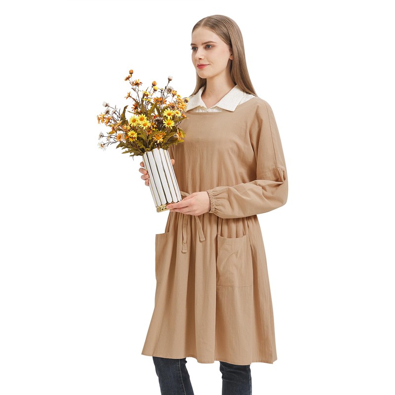 Nanxson Cotton linen apron women long sleeve apron cooking apron