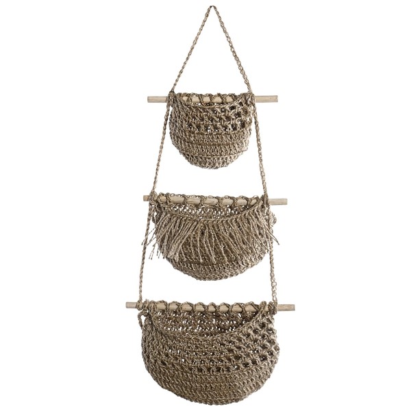 3 Tier Hanging Fruit Basket for Kitchen - Wall Hanging
