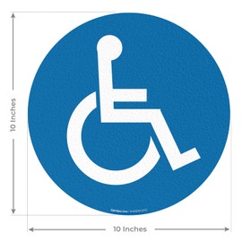 Sigo Signs, Handicap Symbol 10x10 inches, Floor Decal Anti-Slip Adhesive Floor Sign Made in USA