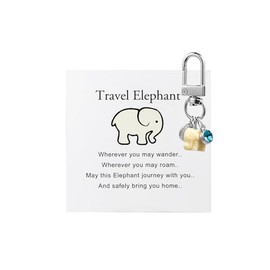 ChungLong0593 Travel Elephant Keychain, Cute Elephant Keyring with Wish Card Creative Name Initials 26 Letters-B