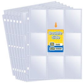 Fabmaker 648 Double Side Trading Card Sleeves, 9 Pocket Binder Sheets for 3 Ring Binder, Long-Lasting MTG Game Business Card Sleeves