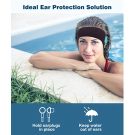 MoKo Swimming Headband for Kids, Cute Dinosaur Swinmmers Headband Ear Band for Kids Keep Water Out Waterproof Ear Protection Band for Bathing Swimming Ear Band for Kids Age 3-9 M Size - Black
