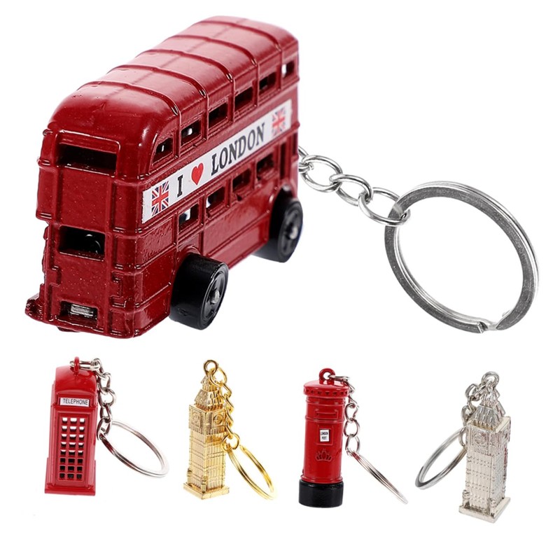 COHEALI 10pcs Souvenir London Bus Keychain British Key Holder British