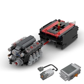 Motor V8 con caja de cambios Tech Engine Model Building Blocks MOC Set - Construye tu propio motor (568 piezas)                                       