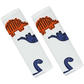 CUXFLS Baby Strap Cover for Children, 2 Pcs Infant Car Seat Belt Cover Pad, Neck Pad Protector for Kids Newborn Toddlers (Navy Dinosaur)