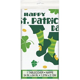 Unique Party 44913 - Plastic Irish Jig St. Patrick's Day Tablecloth, 7ft x 4.5ft